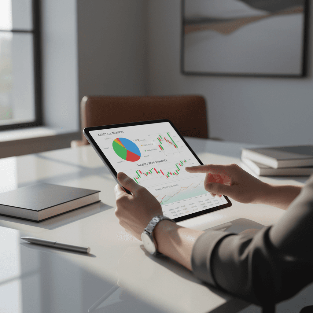Close-up of hands pointing at a cash flow forecast chart on a laptop screen